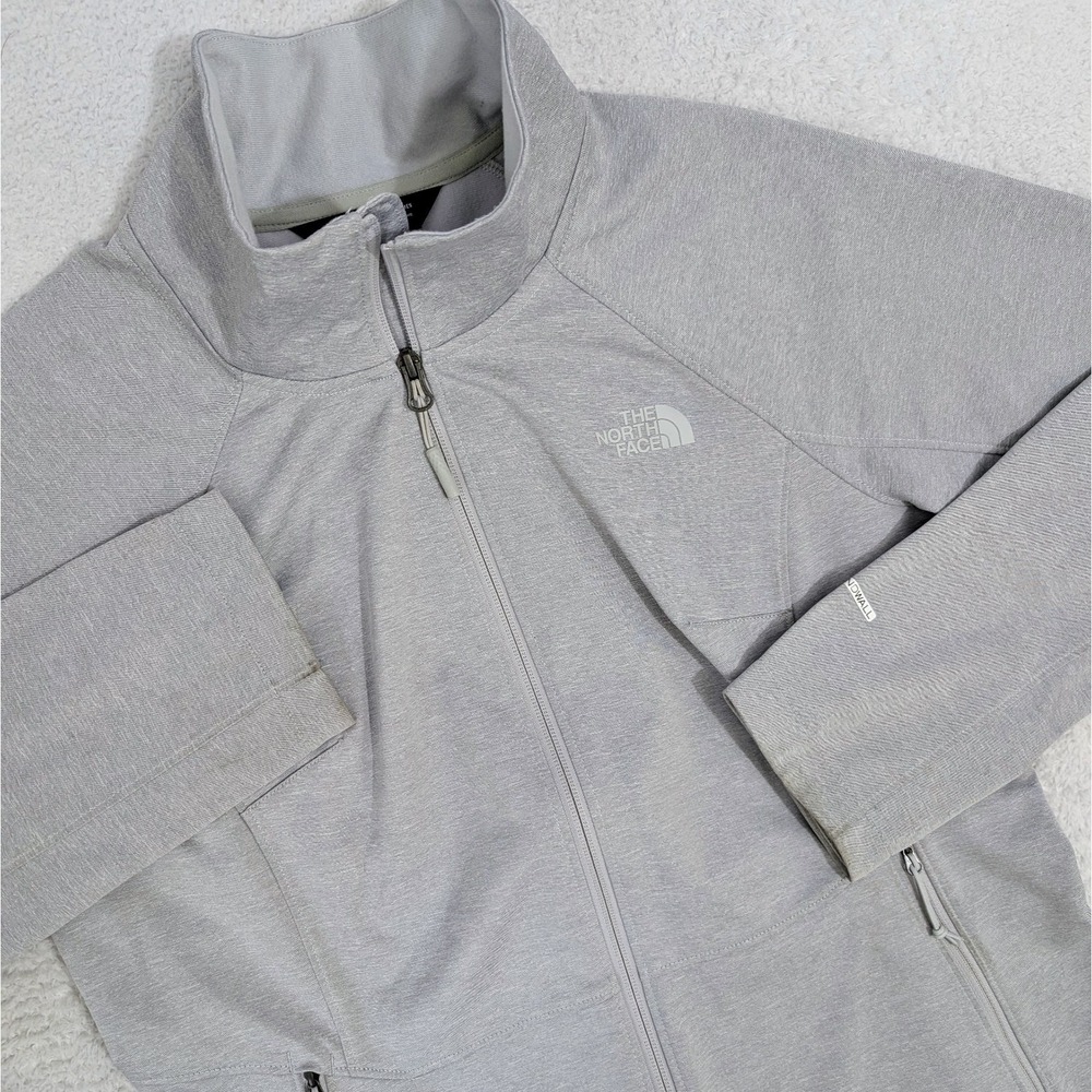 The North Face Windwall Women's M Apex Jacket Light Gray‎ Full Zip Stain